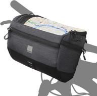 roswheel essentials series bike handlebar bag with 🚴 map holder and phone pouch, black - bicycle basket pack logo