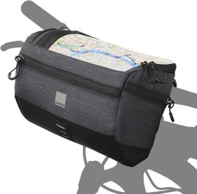 img 4 attached to Roswheel Essentials Series Bike Handlebar Bag with 🚴 Map Holder and Phone Pouch, Black - Bicycle Basket Pack