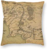 🌍 antcreptson lord of the rings map throw pillow - decorative pillowcase for home décor - square 18x18 inches pillow cover logo