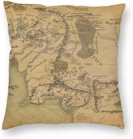img 4 attached to 🌍 Antcreptson Lord of The Rings Map Throw Pillow - Decorative Pillowcase for Home Décor - Square 18x18 Inches Pillow Cover