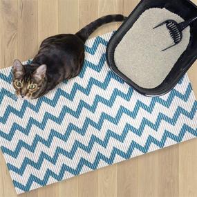 img 1 attached to 🐾 Fresh Kitty XL Jumbo Foam Litter Mat – Water Resistant, Scatter Control, Easy Clean – Chevron, Blue/White Chevron (9035)