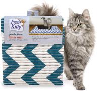 🐾 fresh kitty xl jumbo foam litter mat – water resistant, scatter control, easy clean – chevron, blue/white chevron (9035) logo