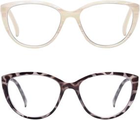 img 4 attached to 👓 AMOMOMA Fashion Cat Eye Ladies Blue Light Blocking Computer Reading Glasses for Women with Spring Hinge - AM6005