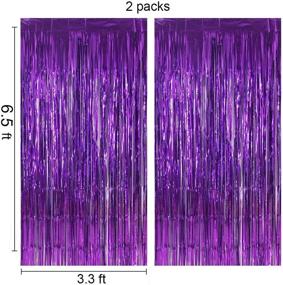 img 3 attached to 🎉 Premium LILF Metallic Tinsel Foil Fringe Curtains - 2 Packs of 3.3ft x 6.5ft - Stunning Backdrop for Party, Graduation, Wedding, Christmas, Baby Shower, Birthday - Purple Shade!