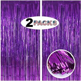 img 4 attached to 🎉 Premium LILF Metallic Tinsel Foil Fringe Curtains - 2 Packs of 3.3ft x 6.5ft - Stunning Backdrop for Party, Graduation, Wedding, Christmas, Baby Shower, Birthday - Purple Shade!