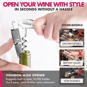 img 1 attached to Vinabon Waiters Corkscrew 2022: Professional 3-in-1 Stainless Steel Wine Opener for Servers and Bartenders with Beer Opener and Manual Simplicity.