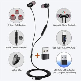 img 3 attached to CGS-W1A USB C Earbuds with Mic & Type-C Plug | HiFi Deep Bass, Compatible with Type C Mobile Devices | USB C to USB Adapter for Computers