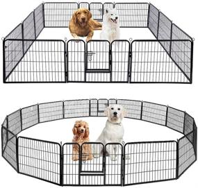 img 4 attached to 🐾 VIVOHOME Foldable Metal Exercise Pet Fence Barrier Playpen Kennel for Dogs Cats | Heavy Duty | Indoor Outdoor Friendly