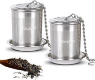 🍵 premium 2 pack tea ball strainers: extra fine mesh infusers for loose tea & cooking -18/8 stainless steel with extended chain logo