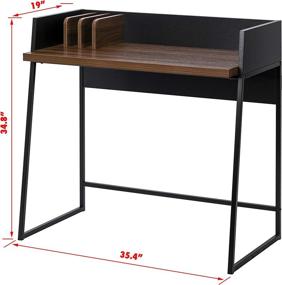 img 1 attached to 🖥️ Spirich Small Computer Desk with Hutch for Home Office - 35 inches, Walnut Finish - Ideal for Small Spaces