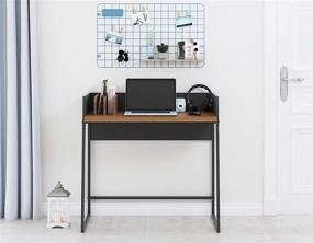 img 2 attached to 🖥️ Spirich Small Computer Desk with Hutch for Home Office - 35 inches, Walnut Finish - Ideal for Small Spaces