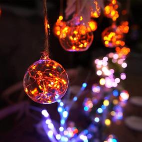 img 3 attached to 🎃 Homemory 12 Pack 6.6ft 20 LED Fairy Lights: Vibrant Orange Copper Wire Mini Twinkle Moon Light Christams Party Decoration- Battery Operated String Lights