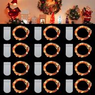 🎃 homemory 12 pack 6.6ft 20 led fairy lights: vibrant orange copper wire mini twinkle moon light christams party decoration- battery operated string lights логотип