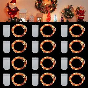 img 4 attached to 🎃 Homemory 12 Pack 6.6ft 20 LED Fairy Lights: Vibrant Orange Copper Wire Mini Twinkle Moon Light Christams Party Decoration- Battery Operated String Lights