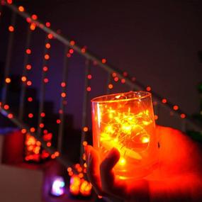 img 1 attached to 🎃 Homemory 12 Pack 6.6ft 20 LED Fairy Lights: Vibrant Orange Copper Wire Mini Twinkle Moon Light Christams Party Decoration- Battery Operated String Lights