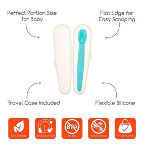 img 3 attached to 🥄 Convenient Gum-Friendly Aqua Silicone Baby Spoon with Carrying Case - Innobaby Product