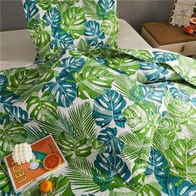 img 1 attached to 🌴 Full/Queen Size Summer Tropical Bedding Set: Rainforest Palm Monstera Quilts, 3Pcs Reversible Lightweight Bedspreads, Jungle Green Leaves Coverlet Sets with Pillow Shams