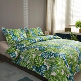 img 3 attached to 🌴 Full/Queen Size Summer Tropical Bedding Set: Rainforest Palm Monstera Quilts, 3Pcs Reversible Lightweight Bedspreads, Jungle Green Leaves Coverlet Sets with Pillow Shams