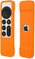 remote case for apple tv 4k 2021 siri remote (2nd generation) - auswaur silicone protective remote cover case compatible with apple tv 4k 6th / hd 5th siri remote (2nd gen) controller - orange logo