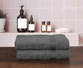 img 3 attached to 🛀 Premium Cotton Oversized Bath Sheet 2 Pack - Luxuriously Absorbent - Hotel & Spa Quality - Charcoal - 35 x 70 inches