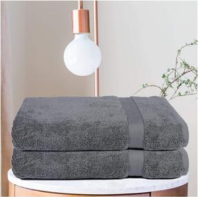 img 4 attached to 🛀 Premium Cotton Oversized Bath Sheet 2 Pack - Luxuriously Absorbent - Hotel & Spa Quality - Charcoal - 35 x 70 inches