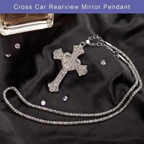 img 1 attached to 🔮 PAGOW 2Pcs Bling Mirror Car Men and Women Supplies, Crystal Diamond Metal Cross Car Rearview Mirror Pendant for Cars, Cute Vehicle Interior Decor Car Accessories Women, Bling Cross Car Décor