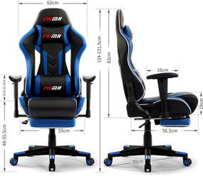 img 3 attached to 🎮 IWMH Gaming Chair with Footrest: Ultimate Blue High-Back Swivel Chair for Gamers, with Headrest, Lumbar Support & Ergonomic Design