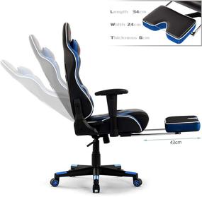 img 1 attached to 🎮 IWMH Gaming Chair with Footrest: Ultimate Blue High-Back Swivel Chair for Gamers, with Headrest, Lumbar Support & Ergonomic Design