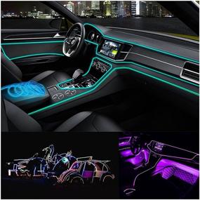 img 4 attached to 💙 Vibrant J.Mao Neon El Wire Lights with Cigarette Lighter: Enhance your Car's Interior with Blue Glow (16ft)