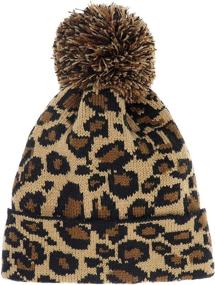 img 3 attached to Supstar Women Girls Fashion Winter Beanie Hat: Stylish Leopard Pattern with Cozy Fur Pom