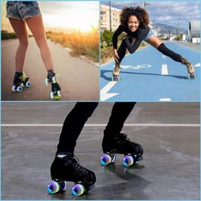 img 3 attached to 🛼 Grekaida Luminous Light Up Roller Skate Wheels - Quad Roller Skate Accessories with Double Row Bearings Installed for Double Row Skates and Skateboards - 32mm x 58mm