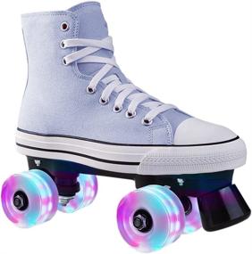 img 2 attached to 🛼 Grekaida Luminous Light Up Roller Skate Wheels - Quad Roller Skate Accessories with Double Row Bearings Installed for Double Row Skates and Skateboards - 32mm x 58mm