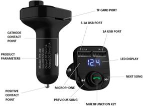 img 3 attached to 🚗 Wireless Bluetooth Handsfree Call Car Charger with FM Transmitter, Mp3 Audio Music Stereo Adapter, Dual USB Port Charger Compatible for All Smartphone Brands: Samsung Galaxy, LG, HTC, and More.
