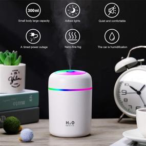 img 2 attached to 🌬️ Portable Mini Cool Mist Humidifiers - 2 Pack, 300 ml - Quiet USB Personal Desktop Humidifier for Bedroom Home Office Car Travel - with 2 Mist Modes and Auto Shut-Off