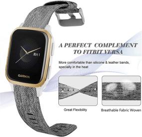 img 2 attached to Premium Gray Nylon Woven Band for Garmin Venu Sq - Ideal Replacement Accessory Strap