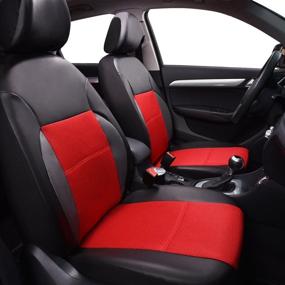 img 3 attached to CAR PASS 11PCS Luxurious Leather Universal Car Seat Covers Set - Black and Red, Perfect Fit for Vehicles, Cars, SUVs, and Airbag Compatible