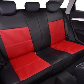 img 1 attached to CAR PASS 11PCS Luxurious Leather Universal Car Seat Covers Set - Black and Red, Perfect Fit for Vehicles, Cars, SUVs, and Airbag Compatible