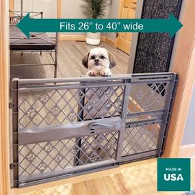 img 1 attached to 🐾 MYPET North States Paws 40" Portable Pet Gate: Easy Expansion & Tool-Free Locking. Hassle-Free Pressure Mount. Fits 26"- 40" Wide.