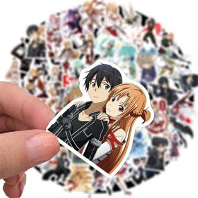 img 2 attached to 🗡️ 50PCS Sword Art Online Japanese Cartoon Anime Stickers - Laptop, Water Bottle, Luggage, Snowboard, Bicycle, Skateboard Decal Set for Kids, Teens, and Adults - Waterproof Aesthetic Stickers