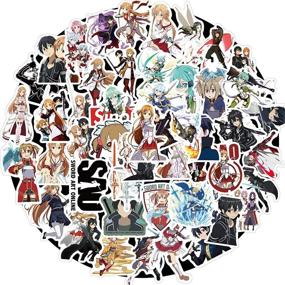 img 4 attached to 🗡️ 50PCS Sword Art Online Japanese Cartoon Anime Stickers - Laptop, Water Bottle, Luggage, Snowboard, Bicycle, Skateboard Decal Set for Kids, Teens, and Adults - Waterproof Aesthetic Stickers