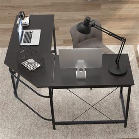 img 3 attached to 🖥️ Soges Large L Shaped Desk: Perfect Corner Computer Desk for Small Spaces, Gaming, and Home Offices in Bay Windows - Black LD-Z01BK