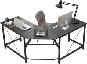 img 4 attached to 🖥️ Soges Large L Shaped Desk: Perfect Corner Computer Desk for Small Spaces, Gaming, and Home Offices in Bay Windows - Black LD-Z01BK