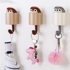 img 1 attached to 🐿️ Multi-Purpose Squirrel Wall Hook: Stylish Key Holder, Coat Hook, & Adhesive Towel Hook for Bathrooms