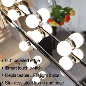 img 3 attached to 💄 Chende 31.5" X 23.6" Large Hollywood Makeup Vanity Mirror with Lights - 3 Colors Lighting Setting, Dimmable & Lighted - Stainless Steel Frame