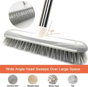 img 3 attached to 🧹 IZSOHHOME Push Broom: Stiff Bristles for Shower, Patio, Grout, and Garage Cleaning – Adjustable Stainless Steel Handle