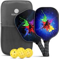 🏓 soraken pickleball paddles: carbon fiber surface, polypropylene honeycomb core, cushion comfort grip, set of 2 with 4 balls and racket bag логотип