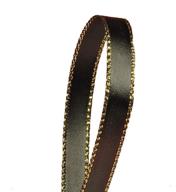 🖤 elegant black satin ribbon with luxurious gold edges - 3/8" x 50yd logo