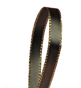 img 1 attached to 🖤 Elegant Black Satin Ribbon with Luxurious Gold Edges - 3/8" X 50Yd