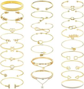 img 4 attached to 💎 Stylish and Versatile: NEWITIN Pieces Bangle Bracelets for Girls - Adjustable Jewelry Collection