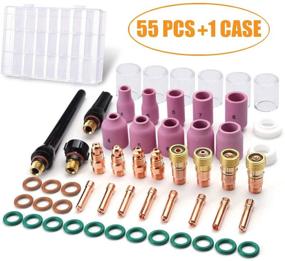 img 1 attached to 🧰 Welding Torch Accessories Kit: AIC WELD 55PCS for TIG WP-17/18/26 - Collets, Glass Cup, Alumina Nozzle, Stubby Gas Lens #10, Pyrex Cup Included